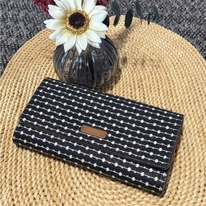 Fossil Logan Trifold Black and White Patterned Wallet AS IS